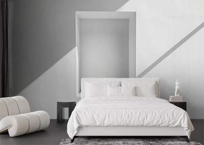 A shadow of a window on a plain white background Wall mural