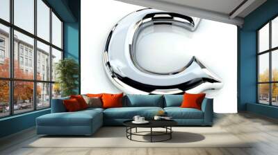 A single chrome letter C on a white background Wall mural