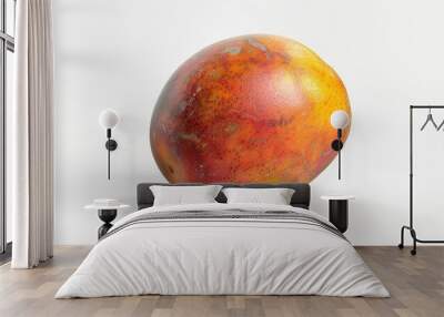 A single ripe mango sitting on a clean white surface Wall mural