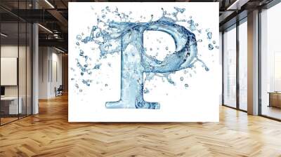 A single water splash forms the shape of the letter P Wall mural