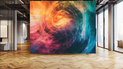 A vibrant colorful swirl against a dark backdrop Wall mural