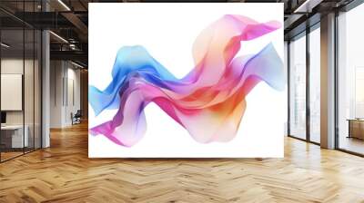 A vibrant wave of colored fabric on a white background, great for designs and presentations Wall mural