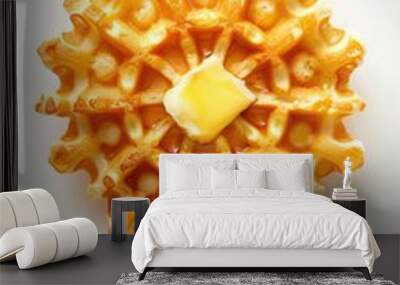 A waffle topped with a pat of butter, perfect for breakfast or brunch Wall mural