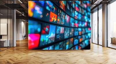 A wall filled with various types of televisions. Perfect for illustrating technology, entertainment, or media concepts Wall mural