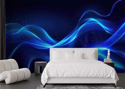 A wave of blue light on a black background Wall mural