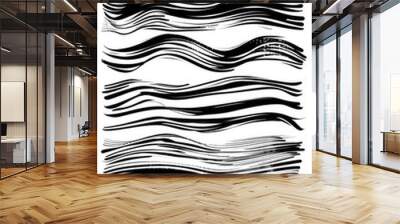 Abstract black and white brush strokes on a white background. Perfect for artistic projects and backgrounds Wall mural