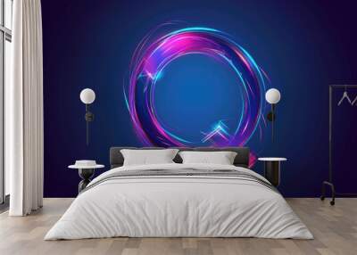 Abstract design featuring a blue and pink background with a circular shape Wall mural