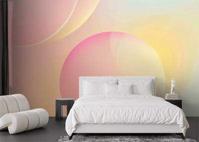 Abstract design featuring pink and yellow circles on a bright background Wall mural