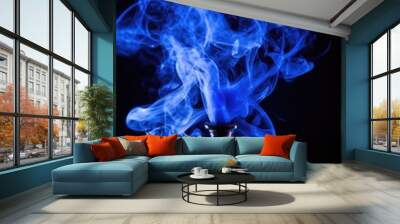 Blue smoke billowing out of a glass bottle. Can be used for concepts related to magic, mystery, creativity, or abstract ideas Wall mural