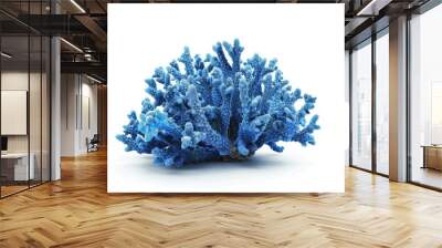 Close up of a blue coral on a white surface. Great for marine-themed designs Wall mural