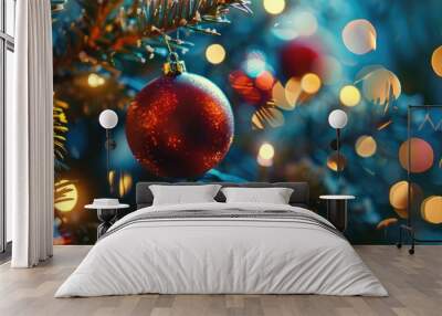 Close up of a festive Christmas ornament, perfect for holiday designs Wall mural