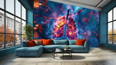 Close up of a leaf with smoke coming out, suitable for environmental concepts Wall mural