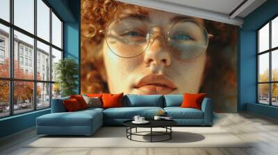 Close up of a person wearing glasses, suitable for business or education concepts Wall mural