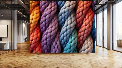 Close up view of a bunch of colorful yarn. Perfect for craft projects and knitting enthusiasts Wall mural