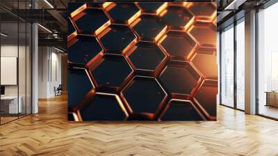 Close up view of a bunch of hexagons. Suitable for backgrounds and design elements Wall mural