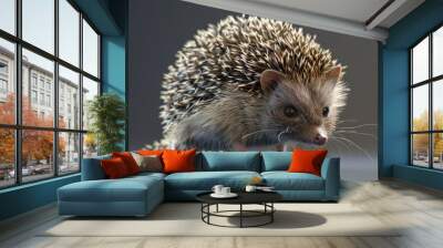 Close-up view of a small hedgehog on a table. Suitable for animal lovers and nature enthusiasts Wall mural