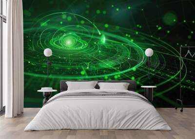 Computer-generated image of a green spiral design Wall mural