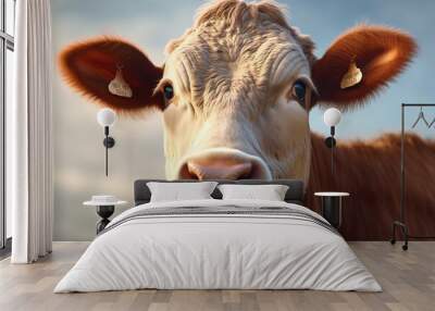 cow in nature. head close-up. AI generated. Wall mural