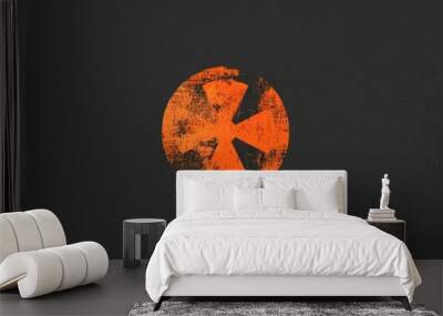 Dark background with vibrant red and orange logo, suitable for branding projects Wall mural