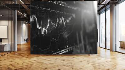 Detailed black and white stock market chart for analysis. Suitable for financial reports Wall mural