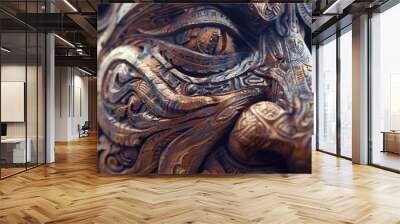 Detailed carving of a face, suitable for various design projects Wall mural