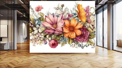 floral isolated on white background. Generated by AI Wall mural