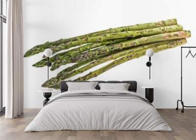 Fresh asparagus stalks arranged on a white background Wall mural