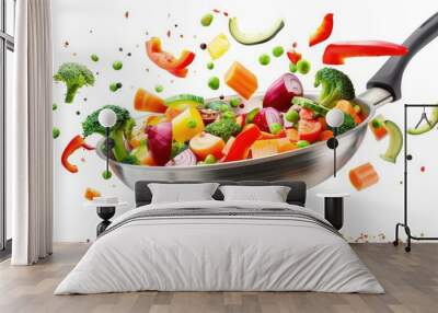 Fresh vegetables in a cooking pan, perfect for food blogs or recipes Wall mural