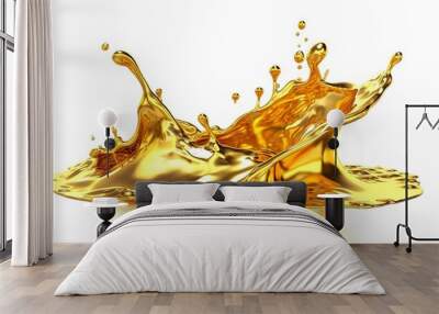 gold liquid isolated on white background. Generated by AI. Wall mural