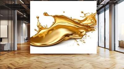 gold liquid isolated on white background. Generated by AI. Wall mural