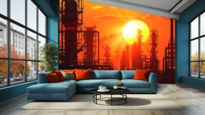 Industrial sunset scene, suitable for energy industry concepts Wall mural