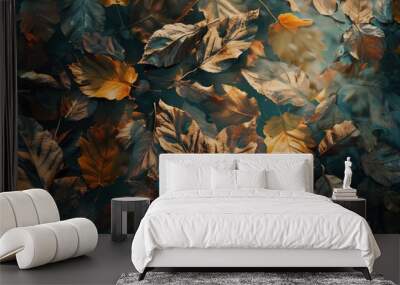 Leaves scattered on the ground, a natural scene Wall mural