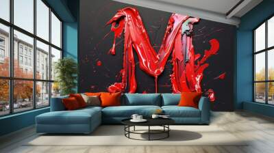 letter m covered in red paint, perfect for graphic design projects Wall mural