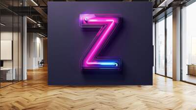 Neon sign with the letter Z on a dark or black background, often used for nighttime scenes, parties, or electronic events Wall mural