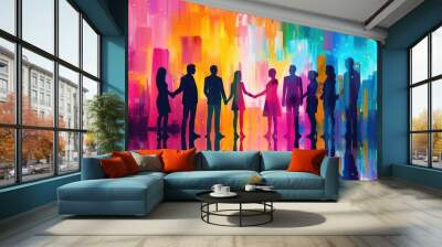 People united in a gesture of friendship and solidarity Wall mural