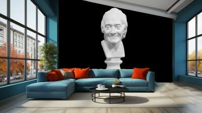 plaster sculpture of a man isolated on a black background Wall mural