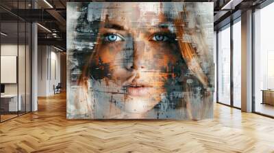 Portrait of a woman with striking blue eyes Wall mural