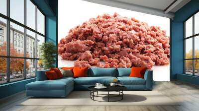 Raw ground meat on a clean white surface, ideal for cooking or photography Wall mural