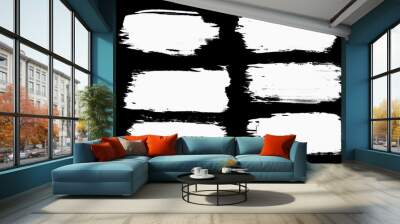 set black strokes of paint isolated on a white background. Wall mural