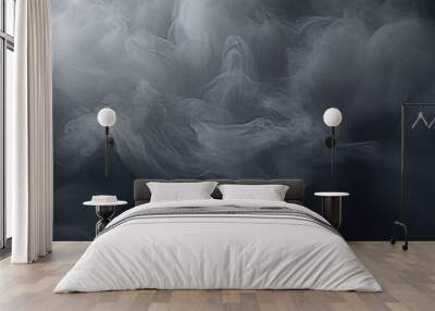 Smoke captured in a close-up shot on a black background. Versatile image suitable for various projects Wall mural