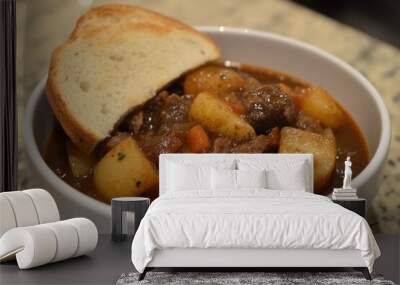 Stew with a piece of bread, perfect for a meal or snack Wall mural