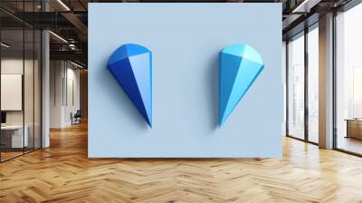 Two blue origami paper cones on a vibrant blue background. Perfect for design projects and creative concepts Wall mural