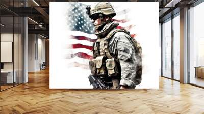 veteran military isolated on white background. AI generated Wall mural