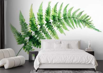 Watercolor illustration of a fern leaf with delicate details and soft colors Wall mural