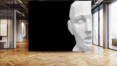 white plaster male statue isolated on black background Wall mural