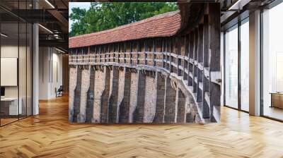 View along the old city wall of Rothenburg ob der Tauber in Middle Franconia in the evening Wall mural