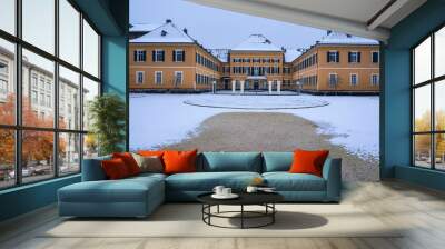 View of the facade of Schloss Johannisberg/Germany in winter Wall mural