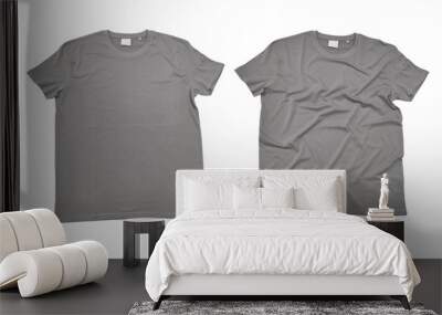 Gray t-shirt isolated on white background with clipping path Wall mural