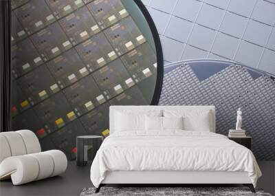 Macro of silicon semiconductor wafer. Wall mural