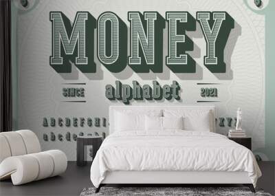 3D retro money alphabet design with decorative elements Wall mural